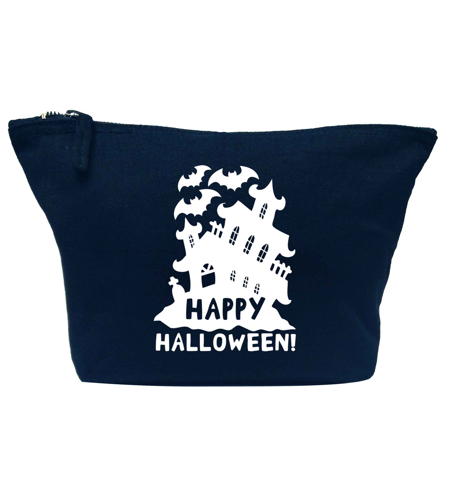 Happy halloween - haunted house navy makeup bag