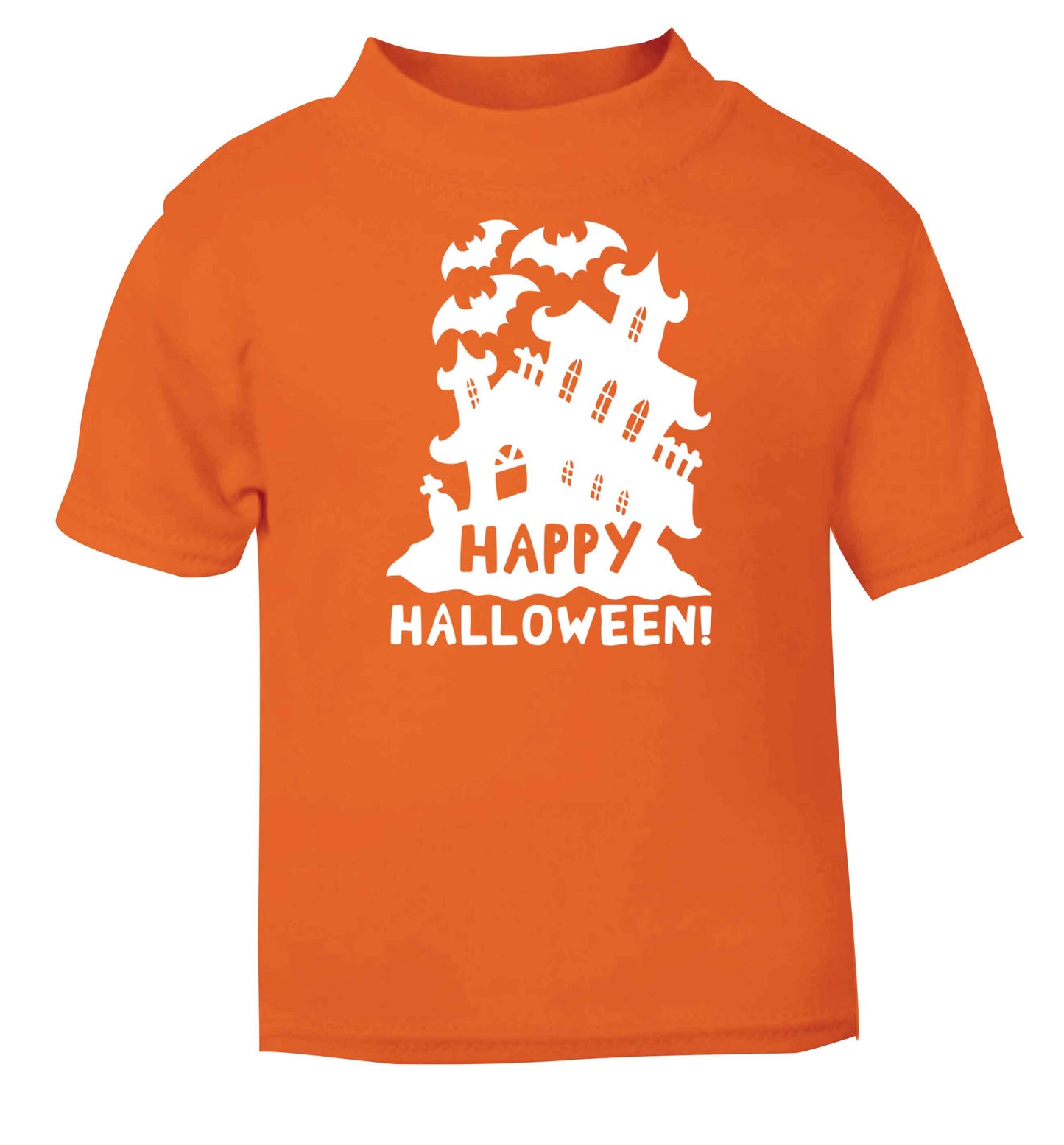 Happy halloween - haunted house orange baby toddler Tshirt 2 Years