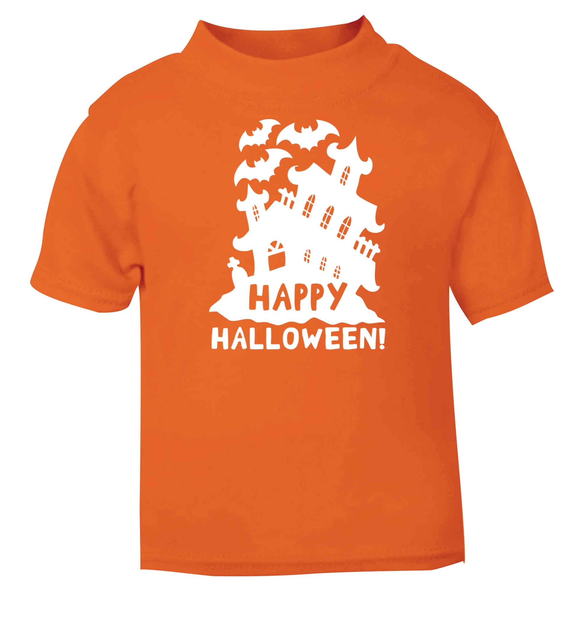 Happy halloween - haunted house orange baby toddler Tshirt 2 Years