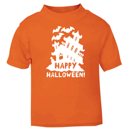 Happy halloween - haunted house orange baby toddler Tshirt 2 Years