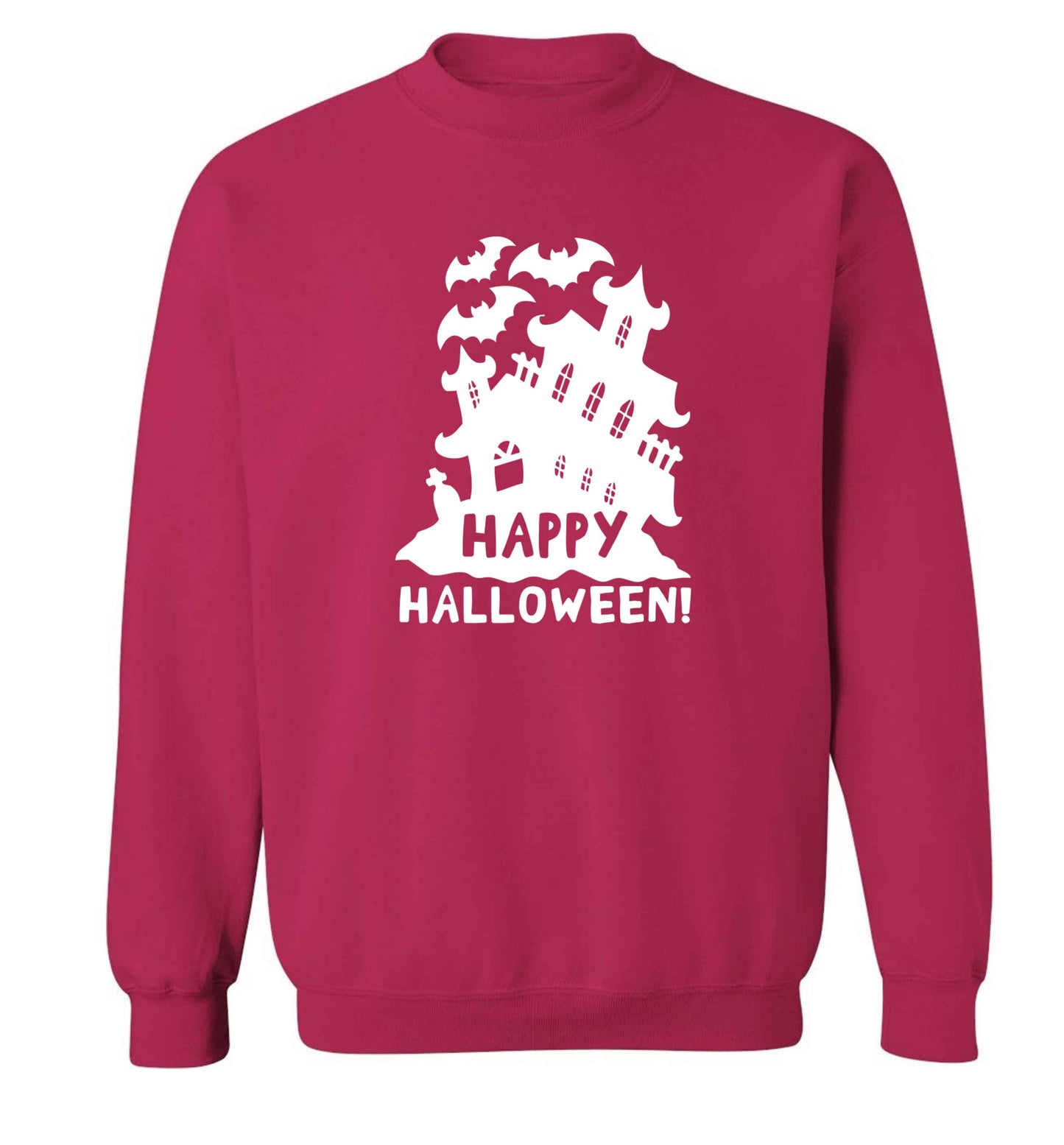 Happy halloween - haunted house adult's unisex pink sweater 2XL
