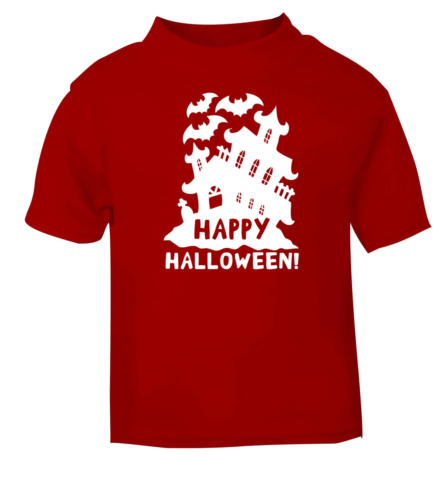 Happy halloween - haunted house red baby toddler Tshirt 2 Years