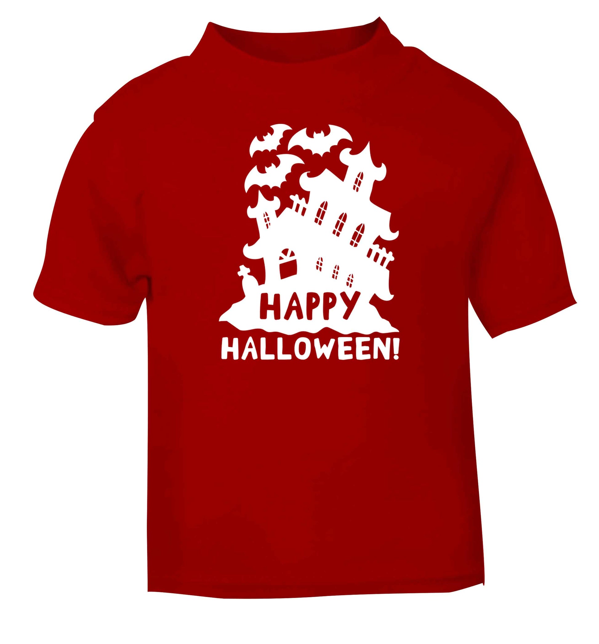 Happy halloween - haunted house red baby toddler Tshirt 2 Years