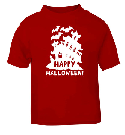 Happy halloween - haunted house red baby toddler Tshirt 2 Years