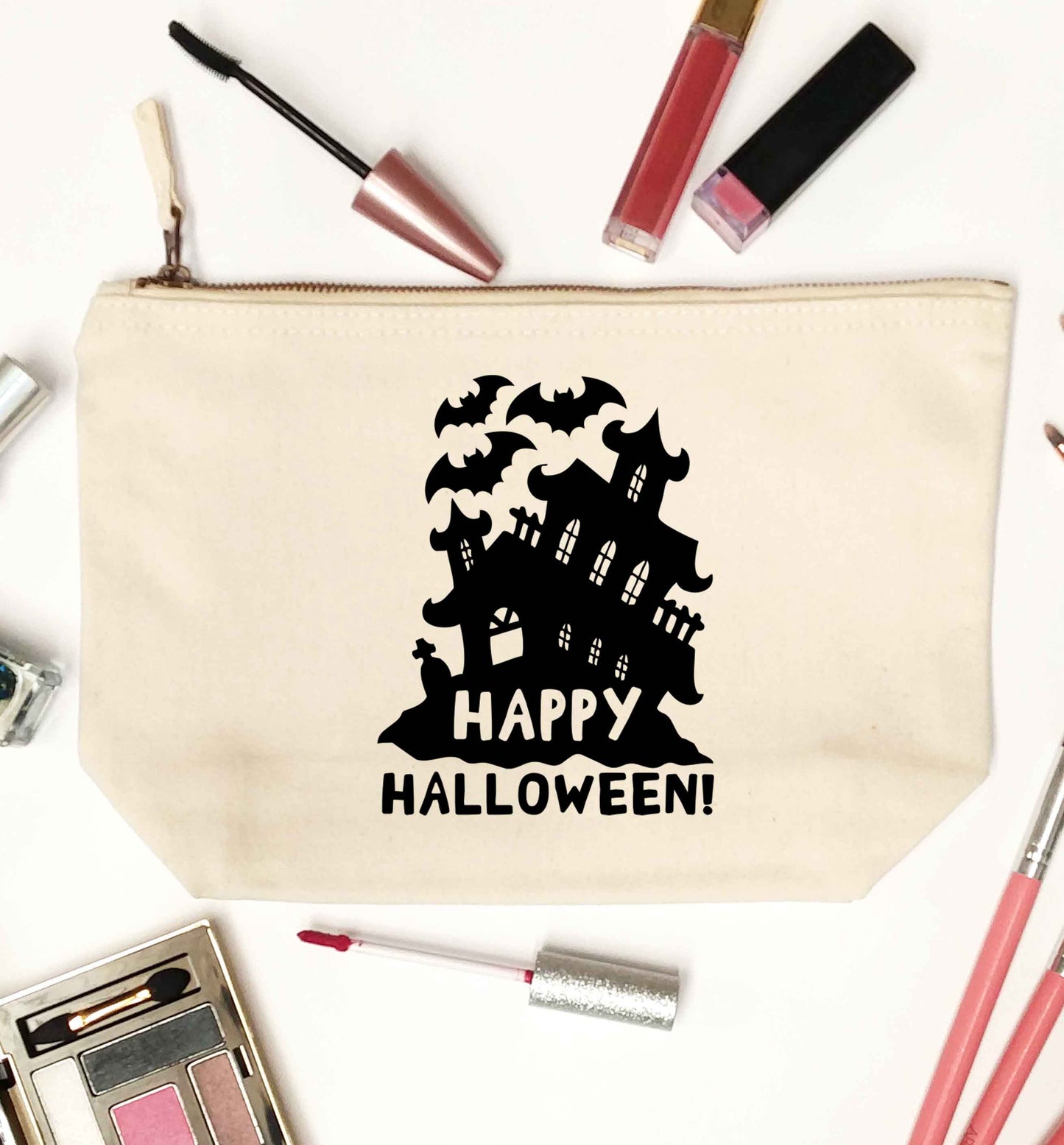 Happy halloween - haunted house natural makeup bag