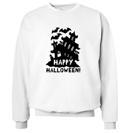 Happy halloween - haunted house adult's unisex white sweater 2XL