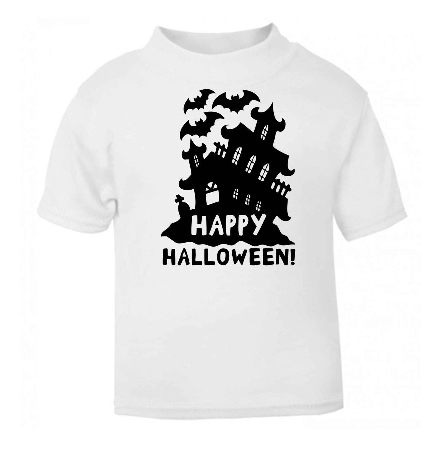 Happy halloween - haunted house white baby toddler Tshirt 2 Years