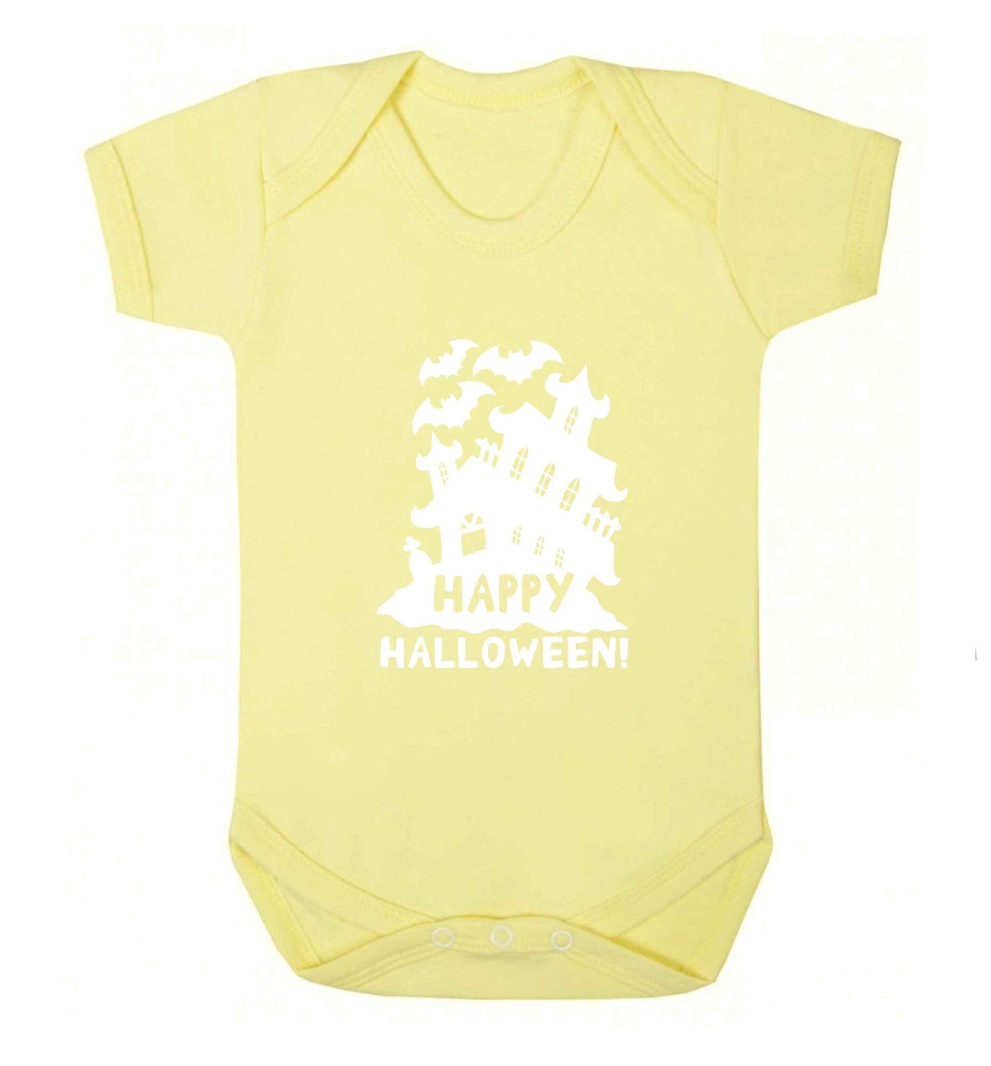 Happy halloween - haunted house baby vest pale yellow 18-24 months