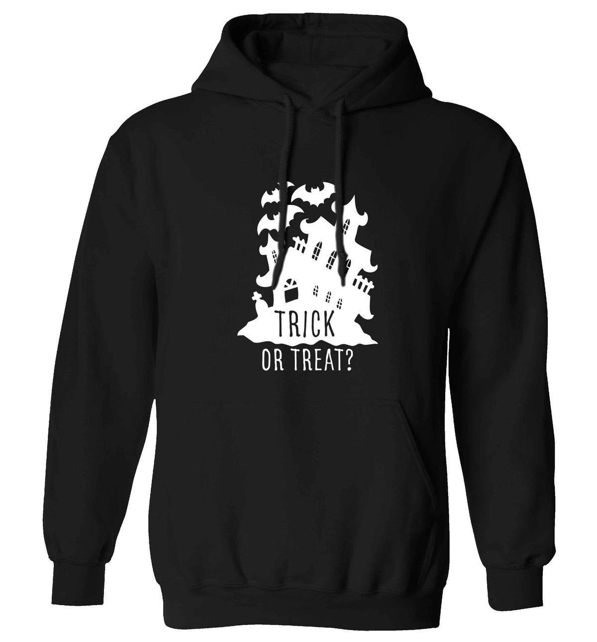 Trick or treat - haunted house adults unisex black hoodie 2XL