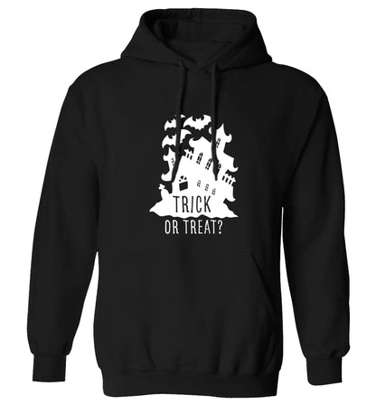 Trick or treat - haunted house adults unisex black hoodie 2XL