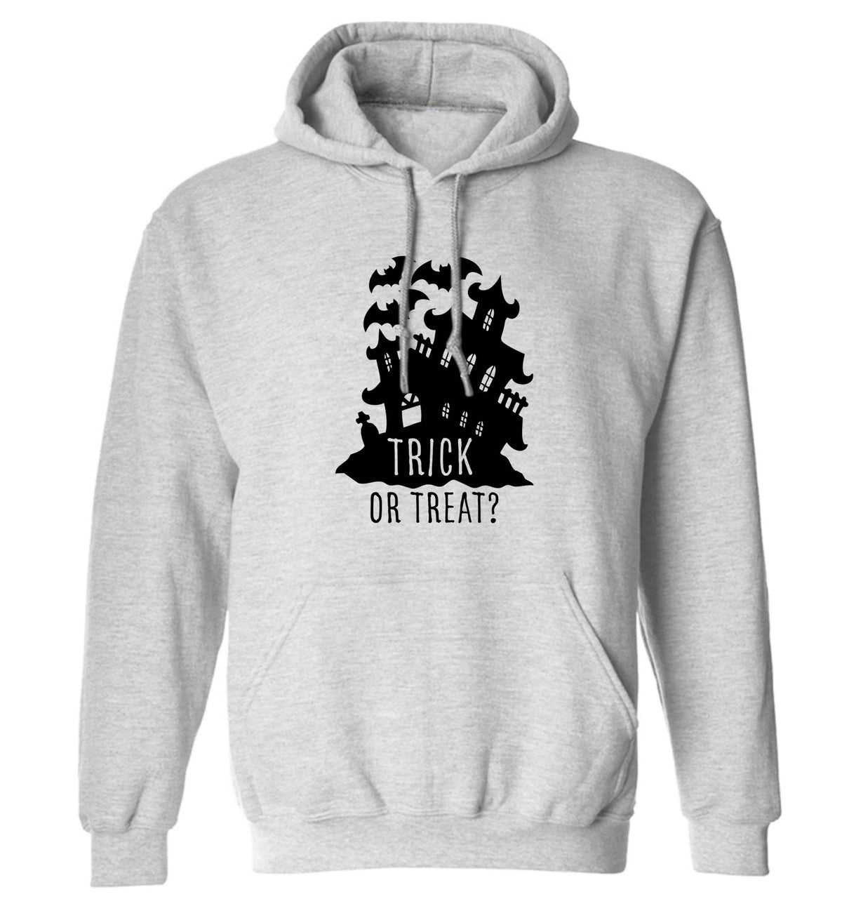 Trick or treat - haunted house adults unisex grey hoodie 2XL