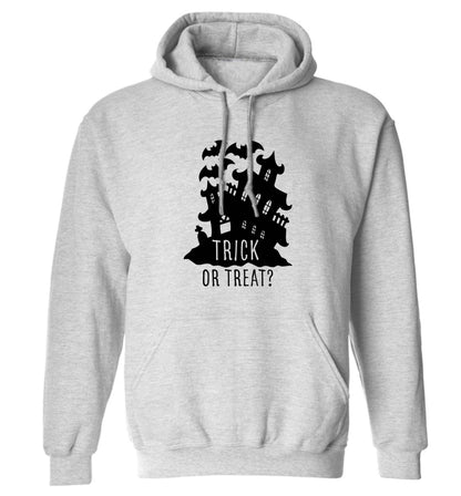Trick or treat - haunted house adults unisex grey hoodie 2XL