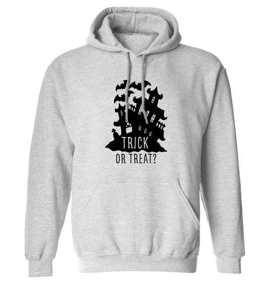 Trick or treat - haunted house adults unisex grey hoodie 2XL