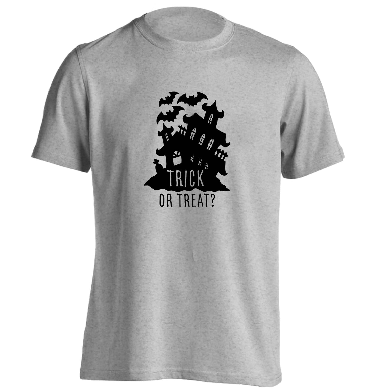 Trick or treat - haunted house adults unisex grey Tshirt 2XL