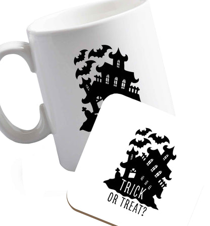 10 oz Favourite Type Pan Pancake ceramic mug and coaster set right handed