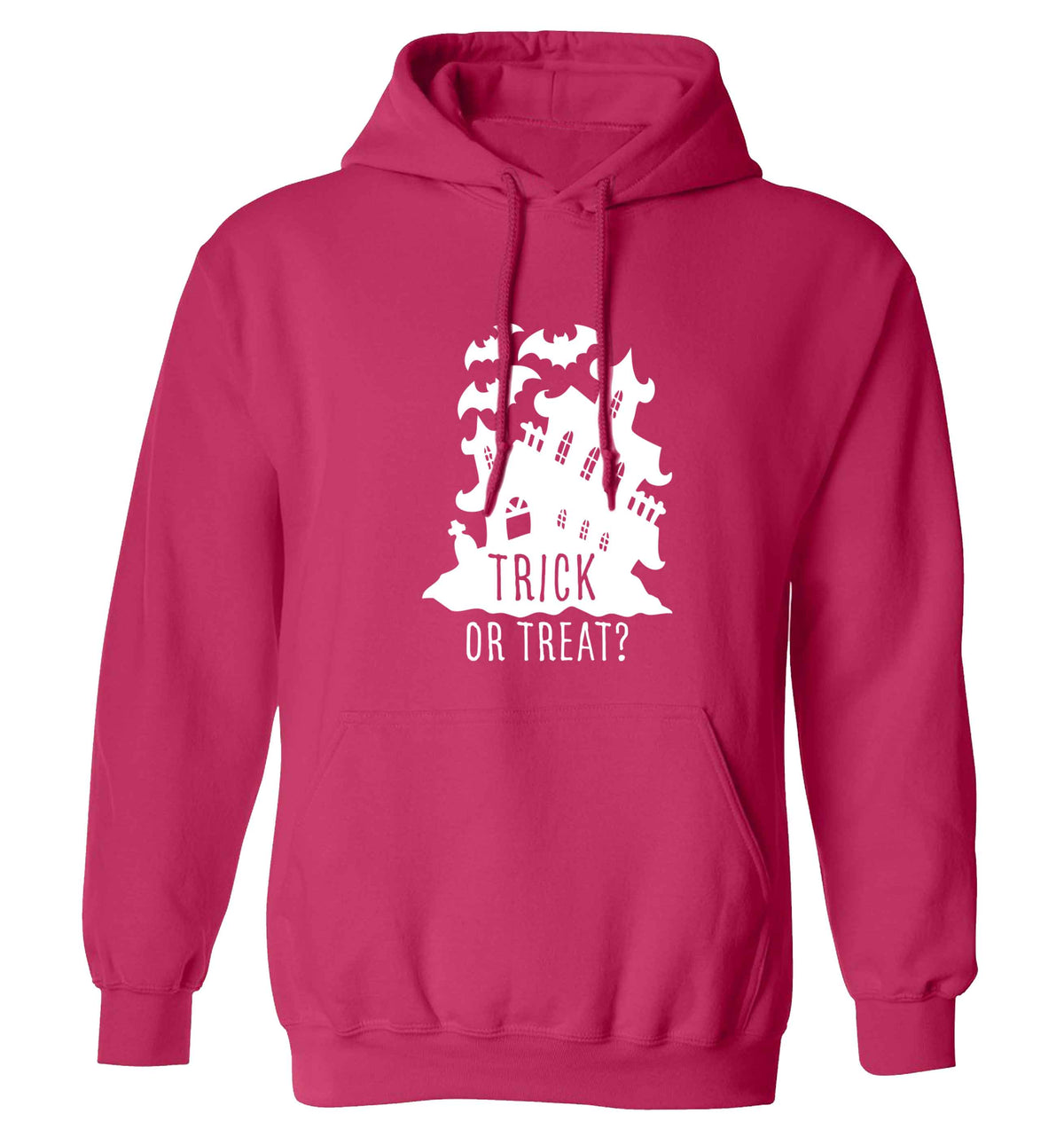 Trick or treat - haunted house adults unisex pink hoodie 2XL