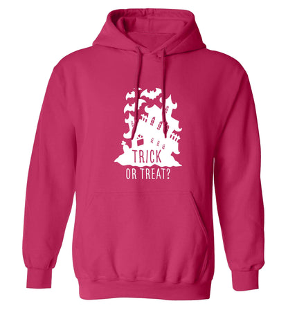Trick or treat - haunted house adults unisex pink hoodie 2XL