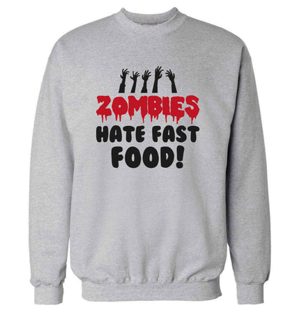 Zombies hate fast food adult's unisex grey sweater 2XL