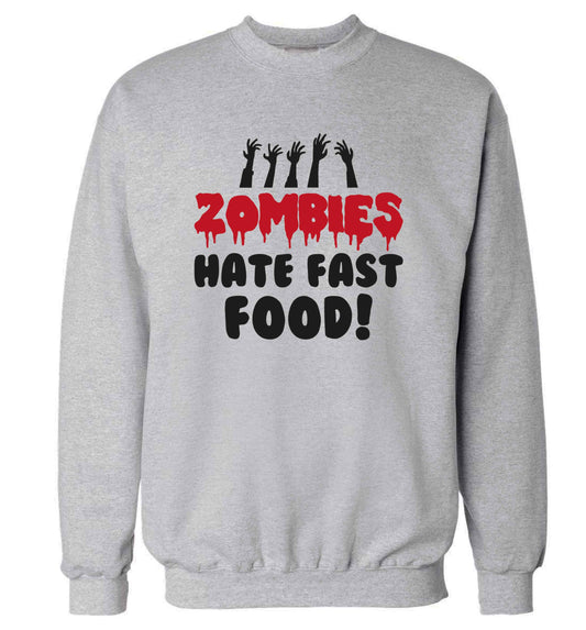 Zombies hate fast food adult's unisex grey sweater 2XL