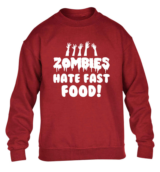 Zombies hate fast food children's grey sweater 12-13 Years