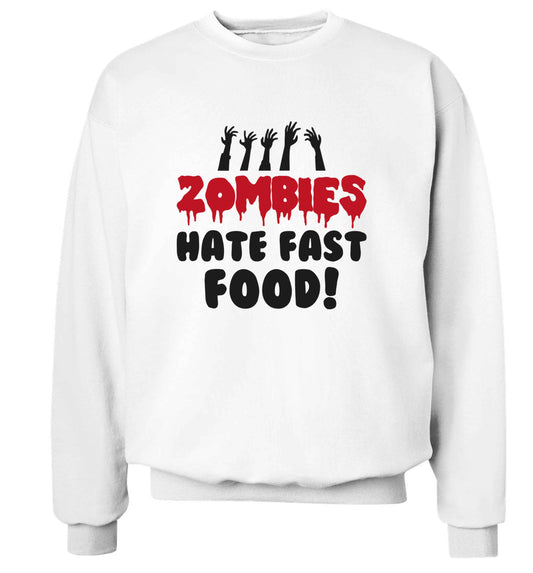 Zombies hate fast food adult's unisex white sweater 2XL