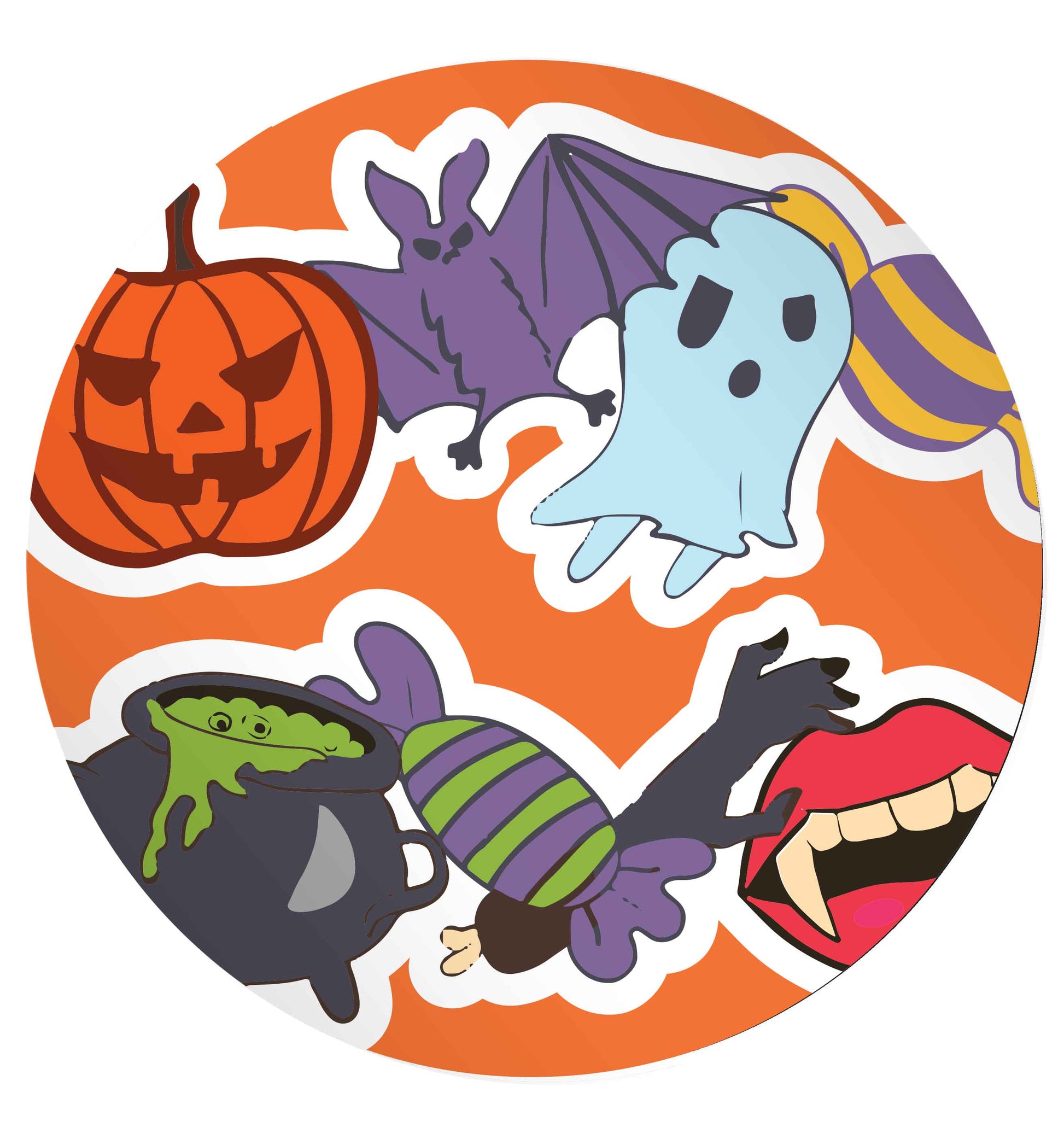 Halloween cartoon 24 @ 45mm matt circle stickers