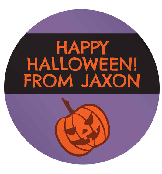 Personalised happy halloween from... 24 @ 45mm matt circle stickers