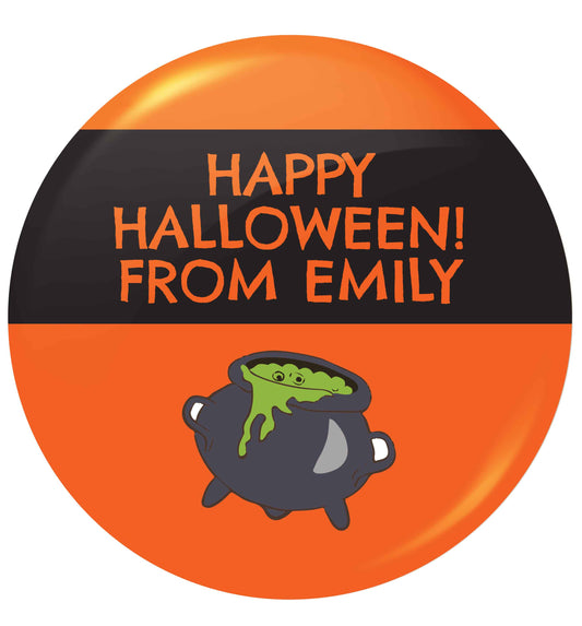 Cauldron personalised happy halloween from... small 25mm Pin badge