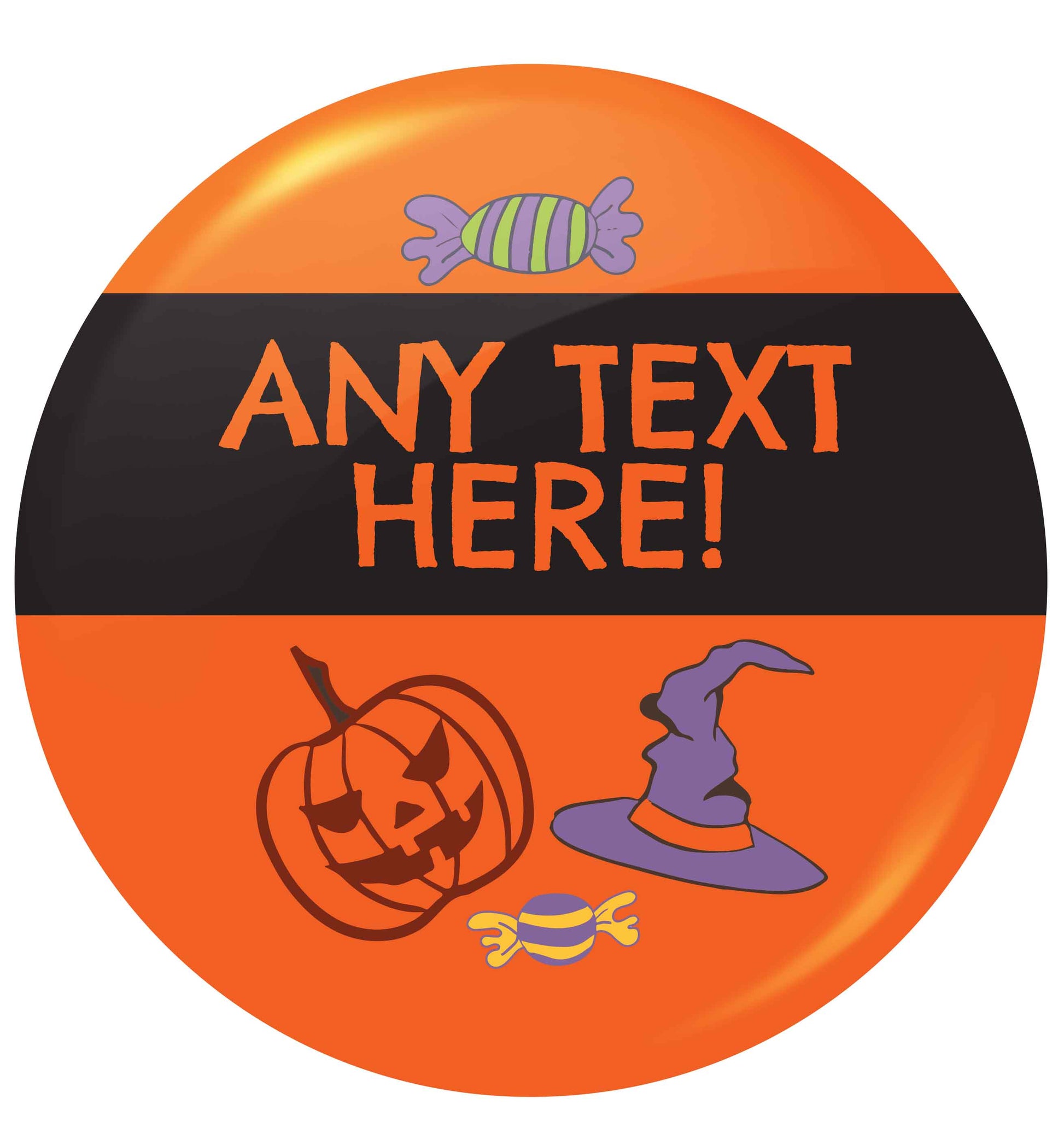 Any text here - personalised halloween small 25mm Pin badge