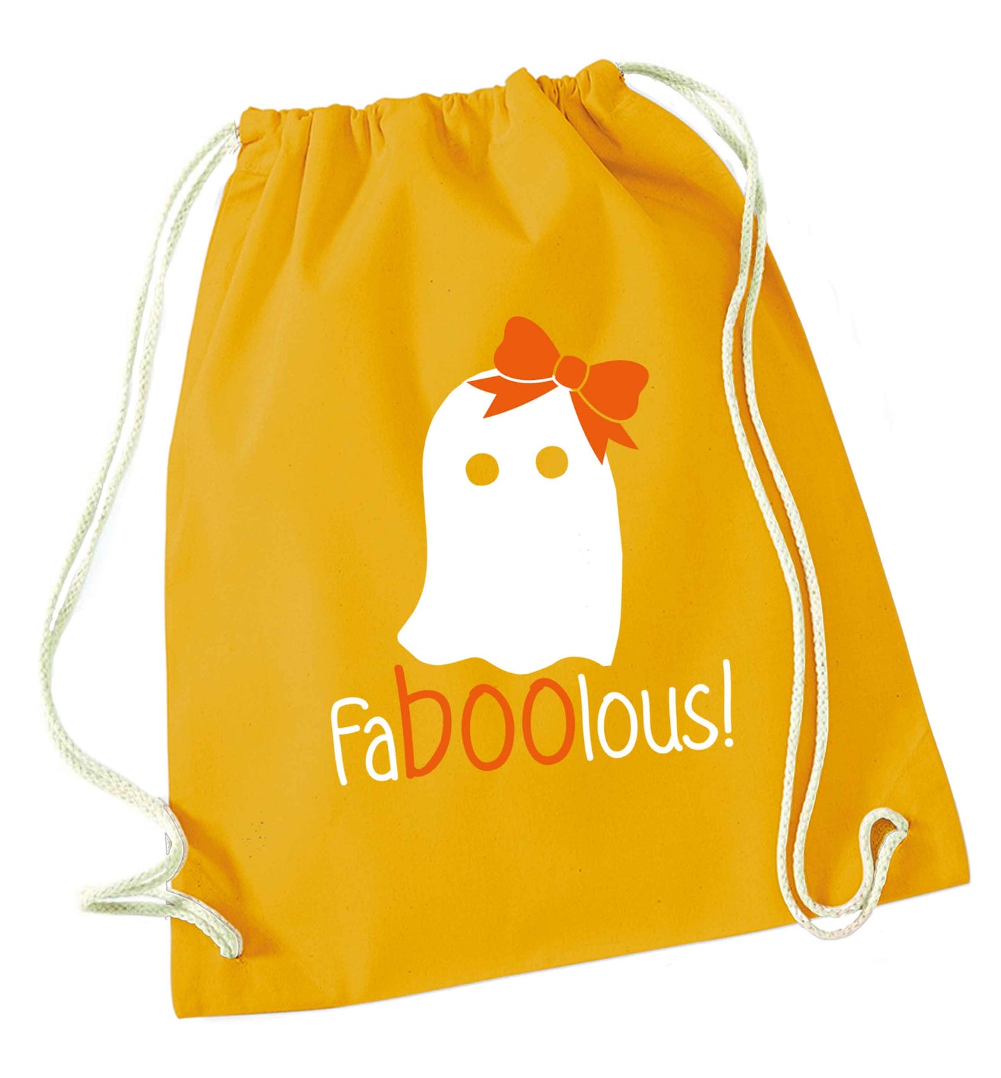 Faboolous ghost mustard drawstring bag