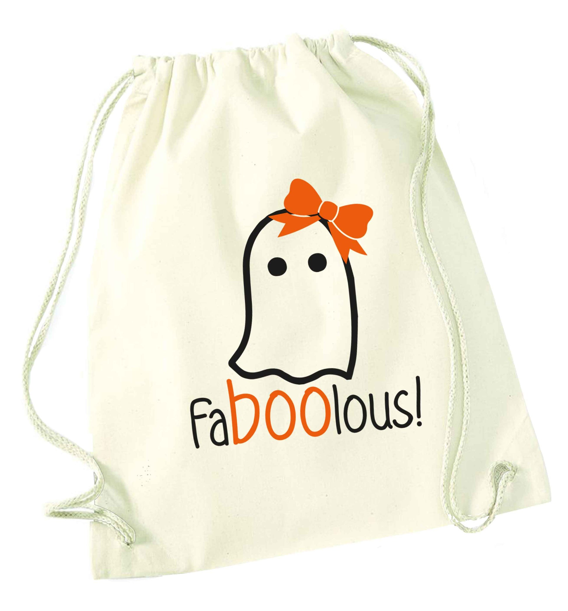 Faboolous ghost natural drawstring bag
