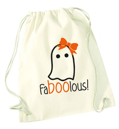 Faboolous ghost natural drawstring bag