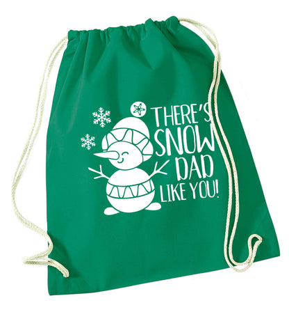 There's snow dad like you green drawstring bag