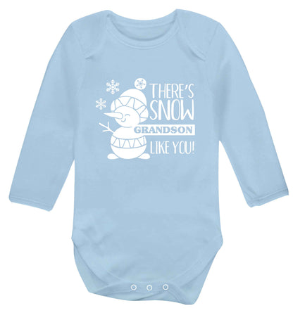 There's snow grandson like you baby vest long sleeved pale blue 6-12 months
