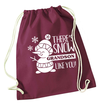 There's snow grandson like you maroon drawstring bag