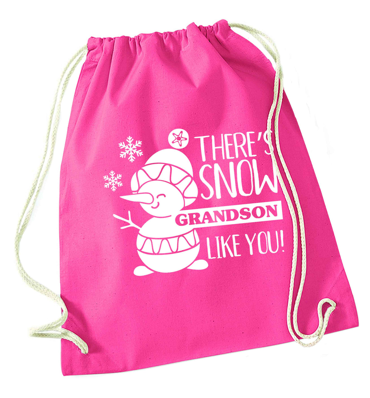 There's snow grandson like you pink drawstring bag