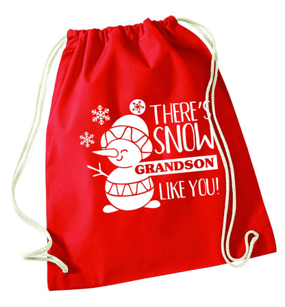 There's snow grandson like you red drawstring bag 