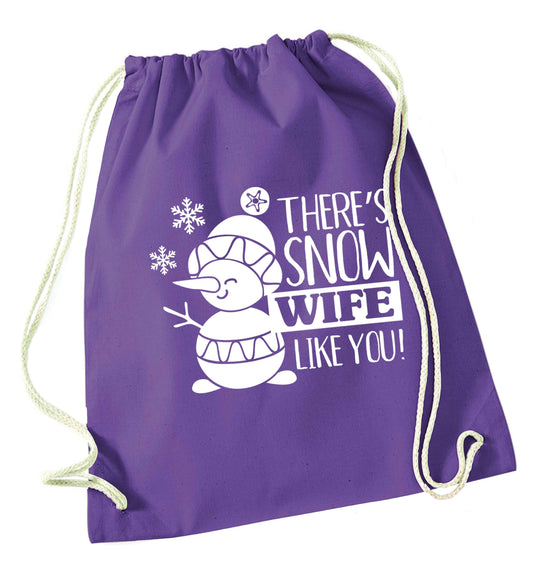 There's snow wife like you purple drawstring bag