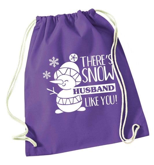 There's snow husband like you purple drawstring bag