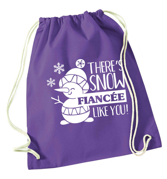 There's snow fiancee like you purple drawstring bag
