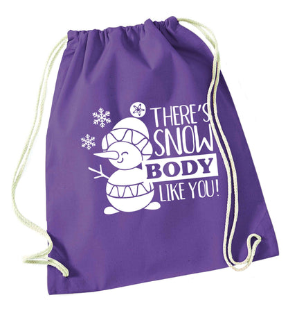 There's snow body like you purple drawstring bag