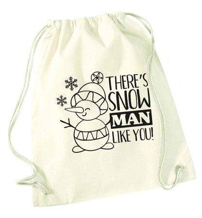 There's snow man like you natural drawstring bag