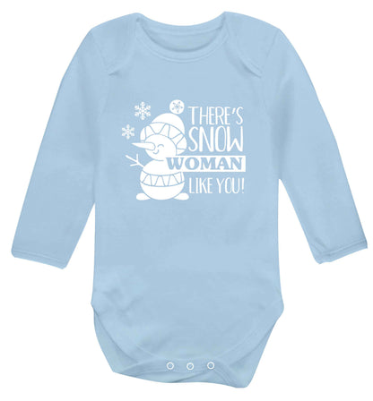 There's snow woman like you baby vest long sleeved pale blue 6-12 months