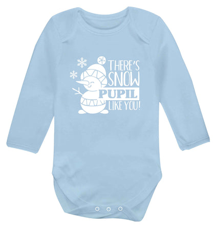 There's snow pupil like you baby vest long sleeved pale blue 6-12 months