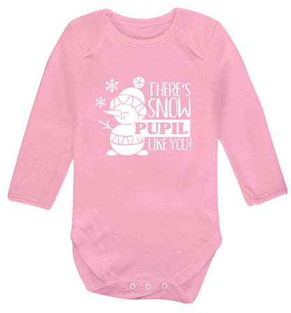 There's snow pupil like you baby vest long sleeved pale pink 6-12 months