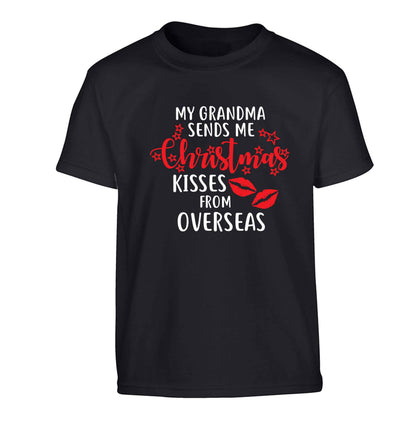Grandma Christmas Kisses Overseas Children's black Tshirt 12-13 Years