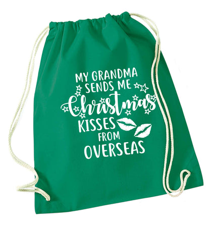 Grandma Christmas Kisses Overseas green drawstring bag