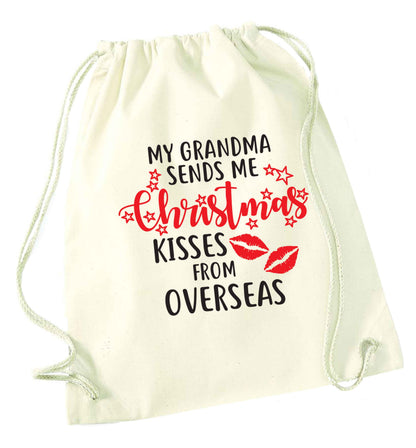 Grandma Christmas Kisses Overseas natural drawstring bag