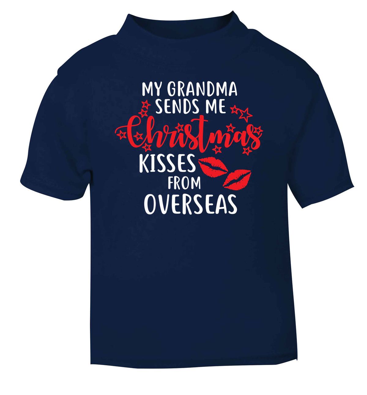 Grandma Christmas Kisses Overseas navy baby toddler Tshirt 2 Years