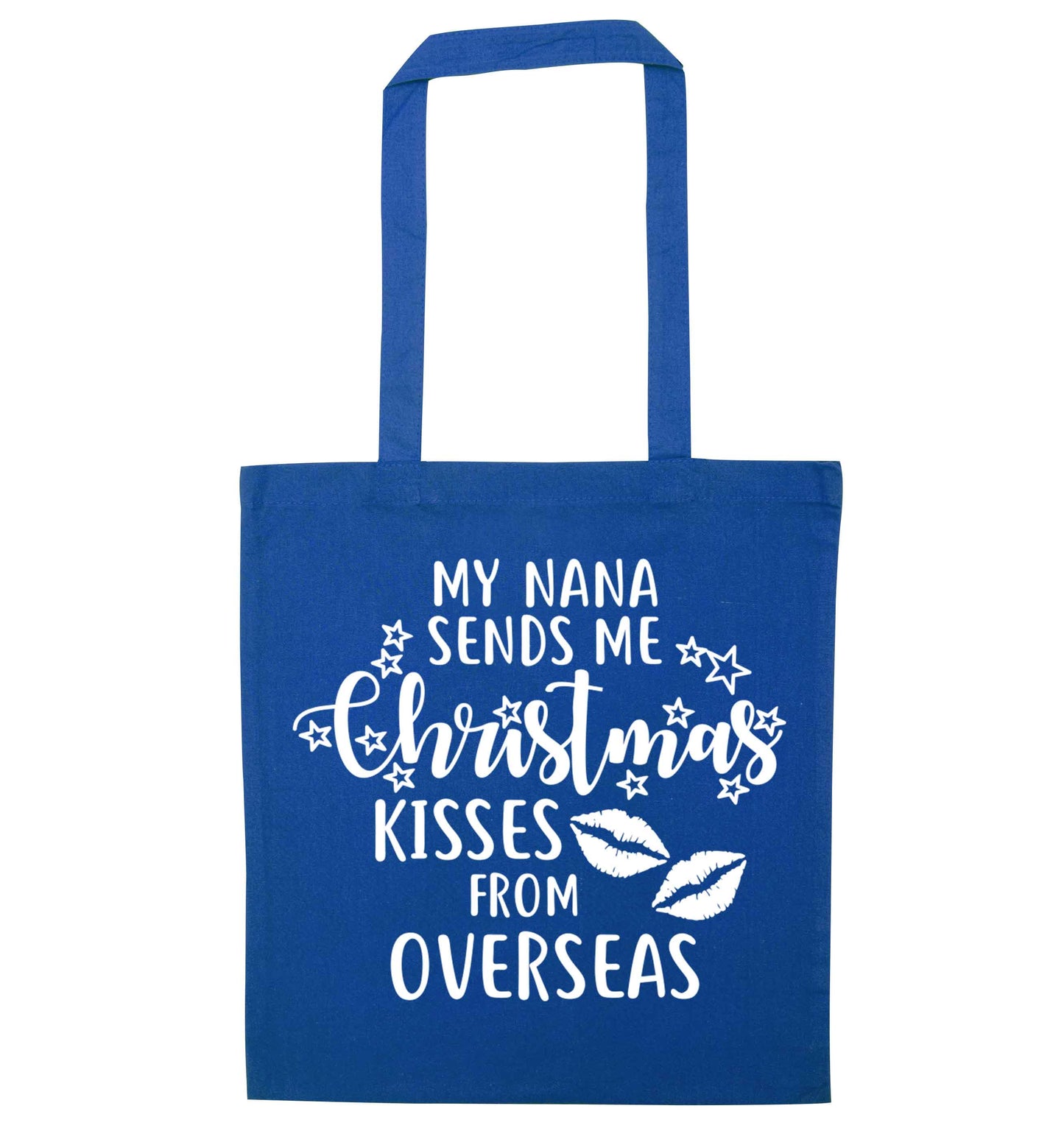Grandma Christmas Kisses Overseas blue tote bag